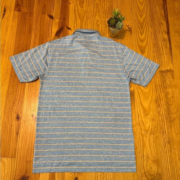 Dunning Golf Shirt Mens MED Blue/Peach Striped Polo Lightweight Short Sleeves - Picture 8 of 8